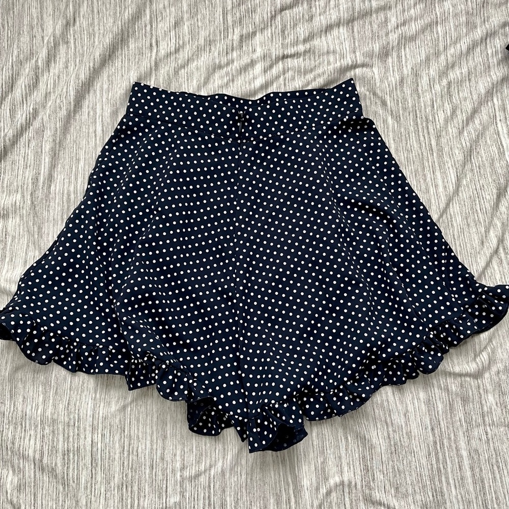 LOVE Navy High Waisted Polka Dot Shorts - Picture 2 of 2